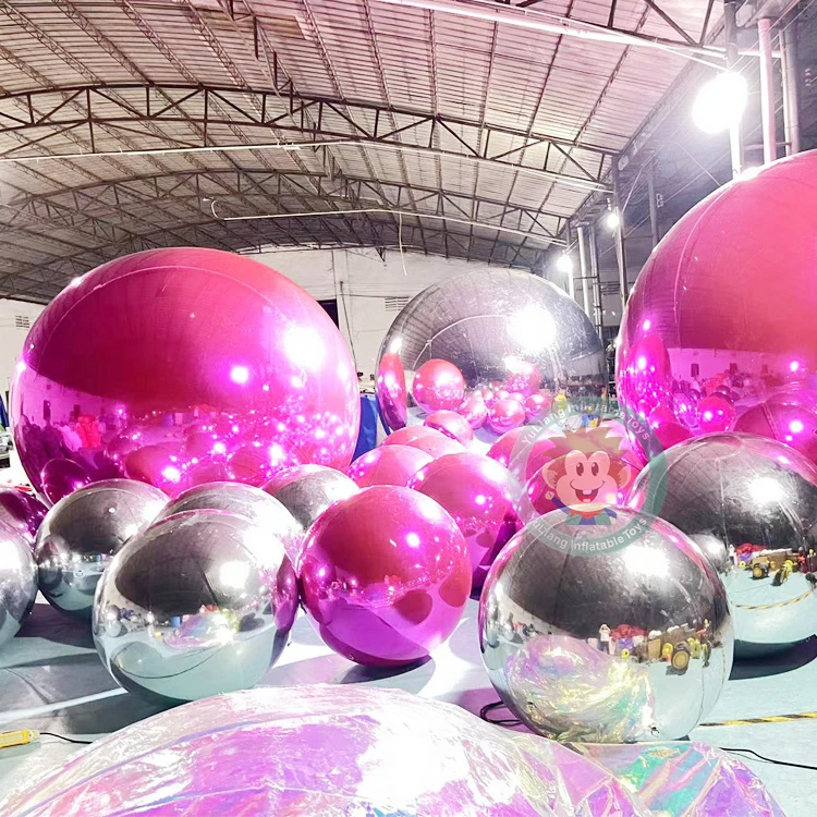 2023 New Inflatable Chrome Ball Inflatable Sliver Spheres Mirror Ball Big Shiny Balls Inflatable