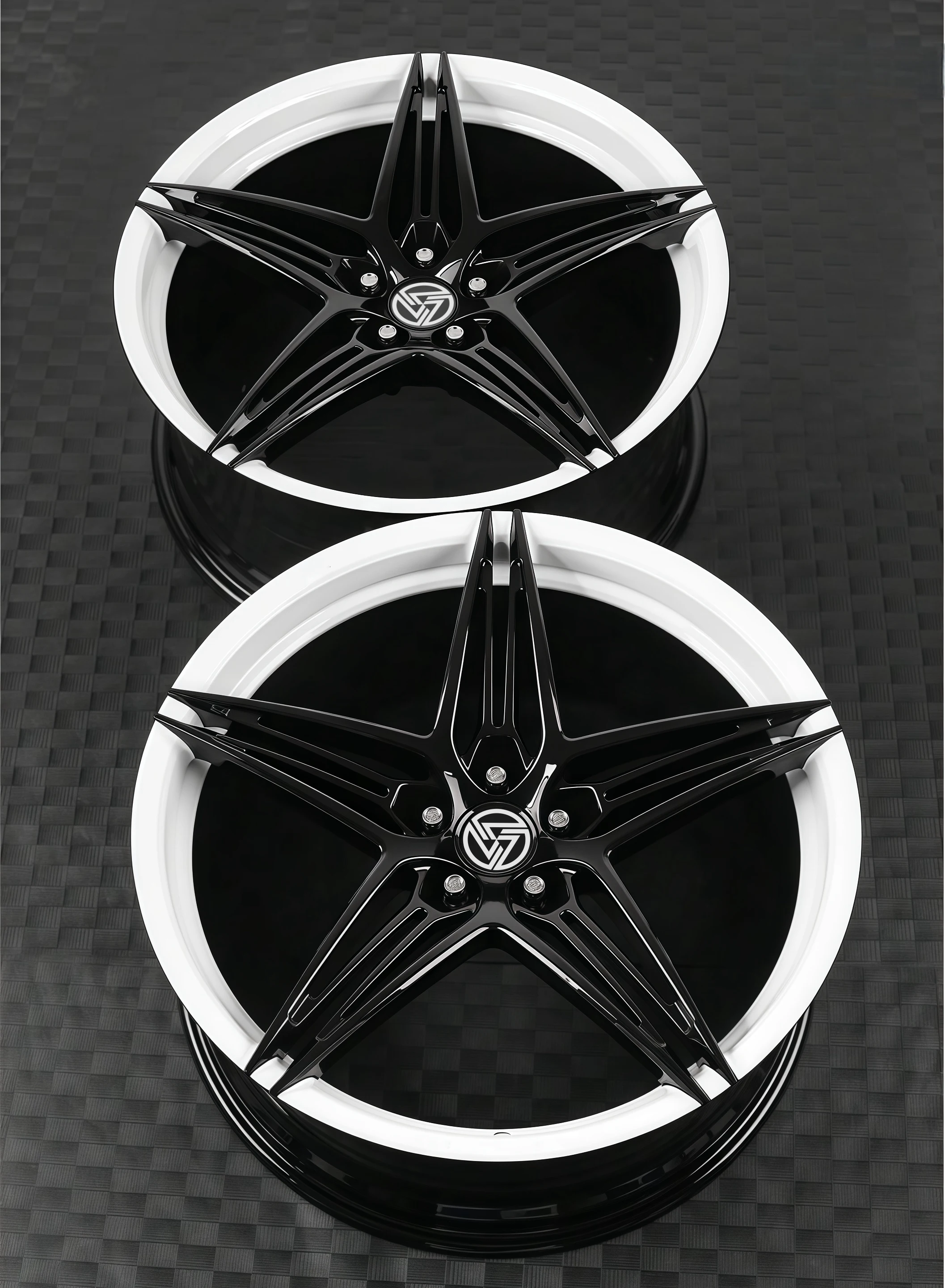 XL Custom Deep Concave 1 Piece 5*112/114.3/120 19-22Inch Forged Alloy Passenger Car Wheels Bright Black Over White for BMW Audi - Image 2