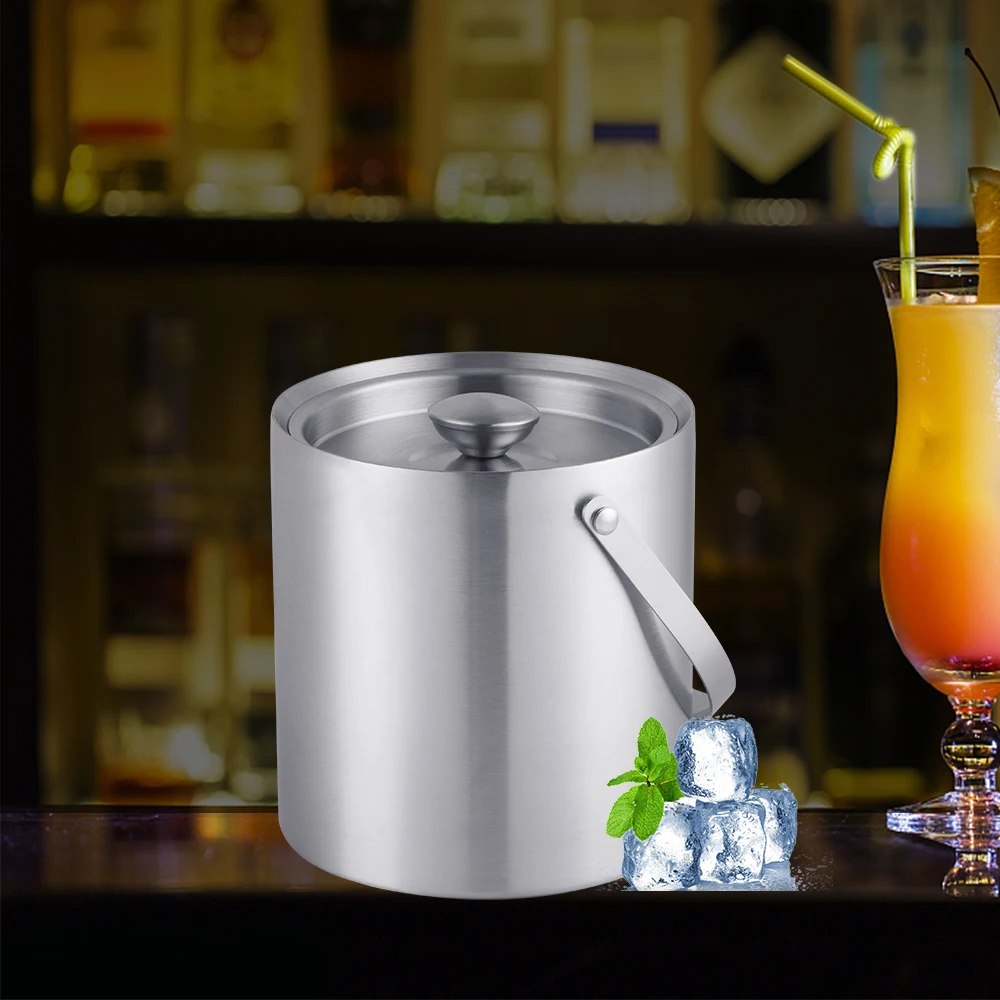 Creation Factory Customized New Product Price Double Wall Stainless Steel 10L Ice Bucket Black Tub with Lid