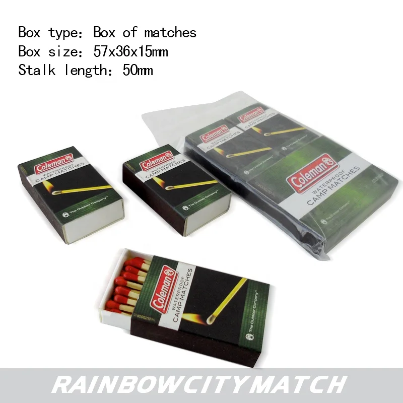 Small Matchbox Customized 48mm Colored Head Waterproof Matches