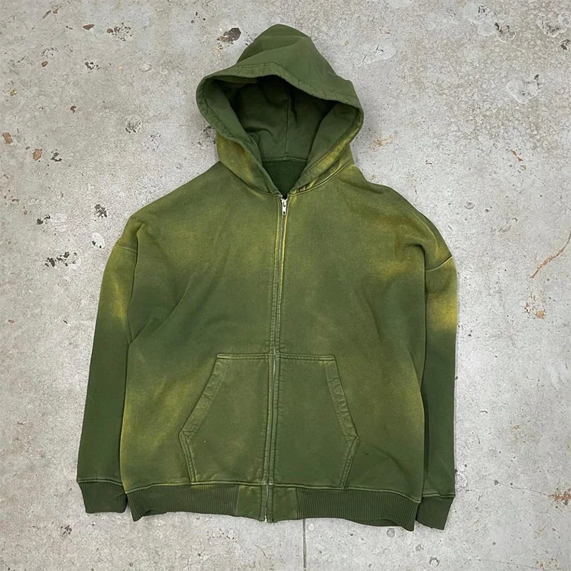 FRONT ZIPPER HOODIE JACKET WITH POCKET - TERRY
