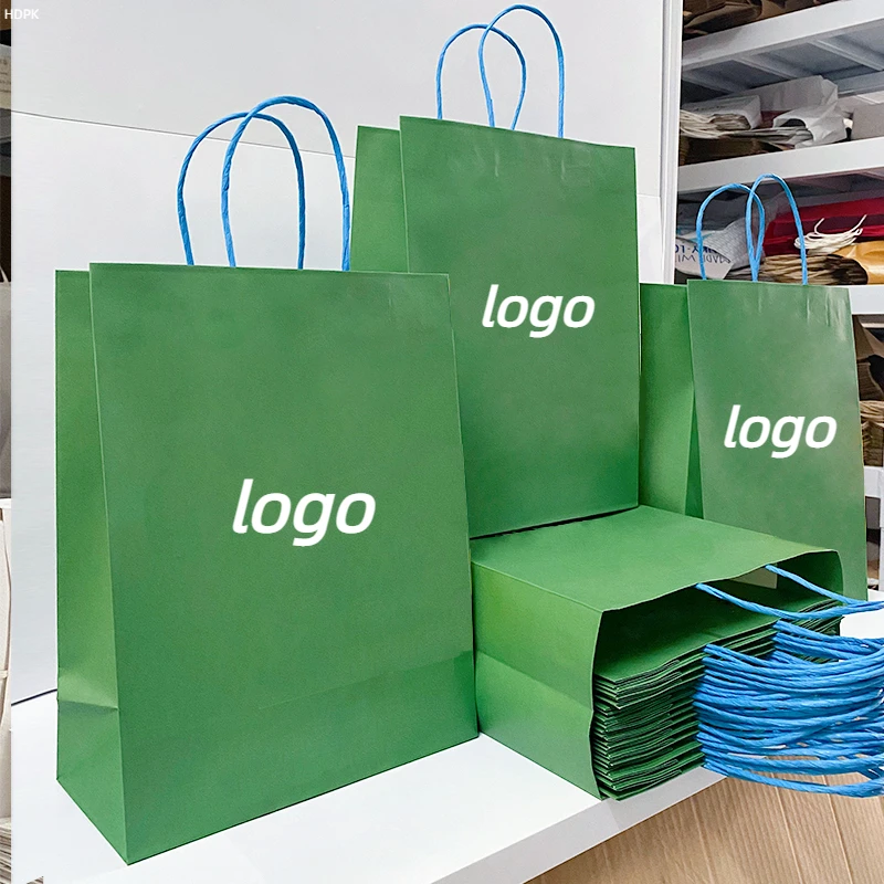 Personalized Green Branded Paper Bag With Your Own Logo Hdpk Saco De