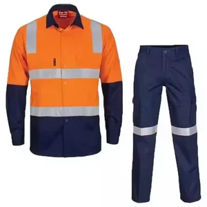 Custom Hi Visibility Two Tones Workwear Reflective Strips Work Shirts Overalls Construction Work Clothes Safety Coverall for Men
