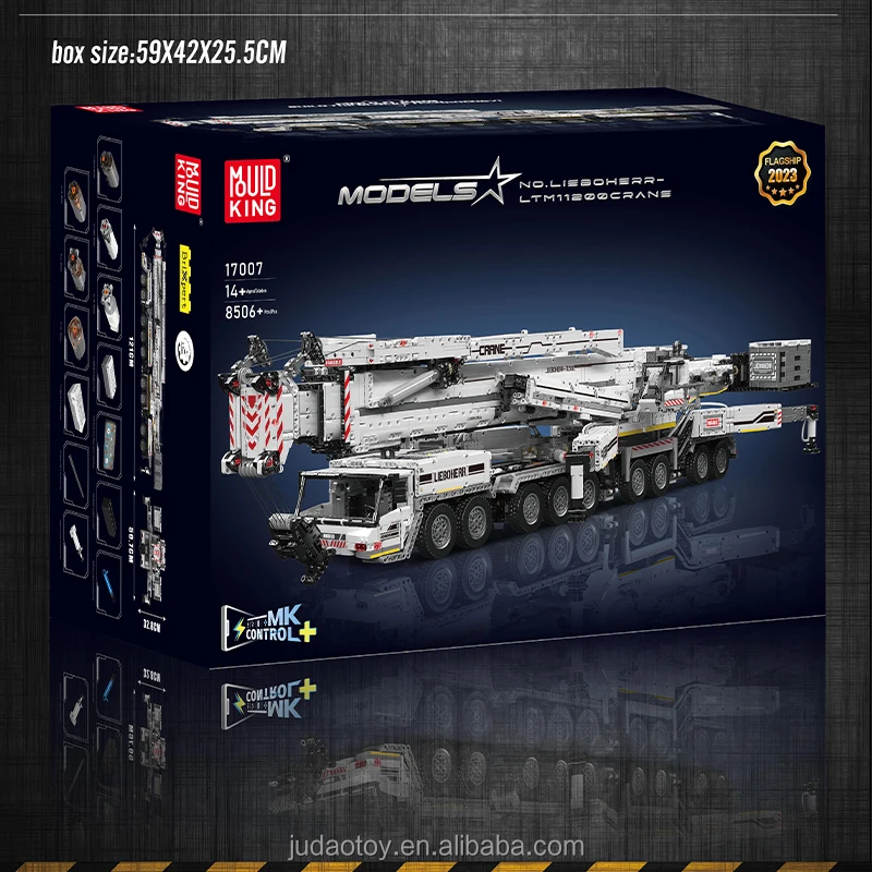 MOULD KING 17007 puzzle Car APP Lieboherr LTM11200 Crane Moc Brick Truck RC Car Engineering Vehicle Kid Toys Educational Gift