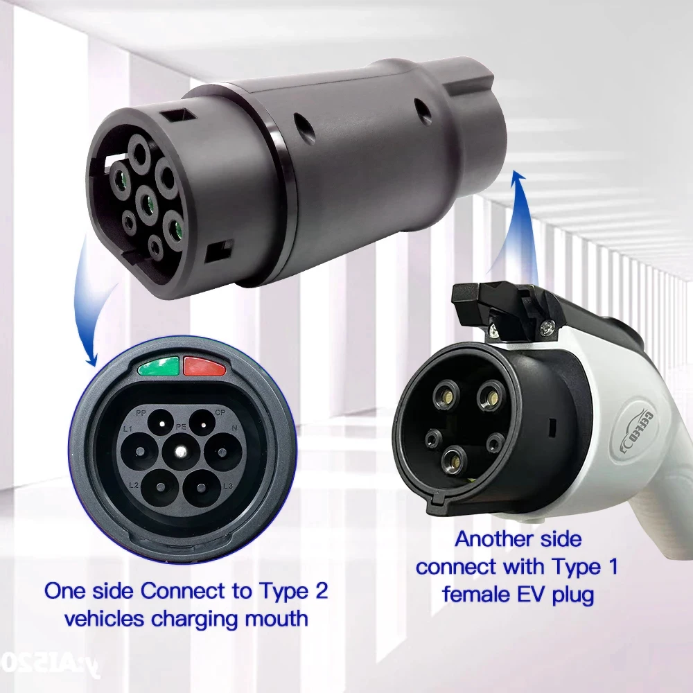 J1772 To 62196-2 Type 2 Converter 32A For EV Charging In IEC 62196-2 Cables For Sale