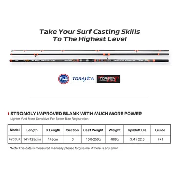425 Meters Carbon Plug-in Long-distance Three-section Beach Throwing Rod Hollow Front Slightly SURF MASTER 480g Hard – Hard Lure – view 4