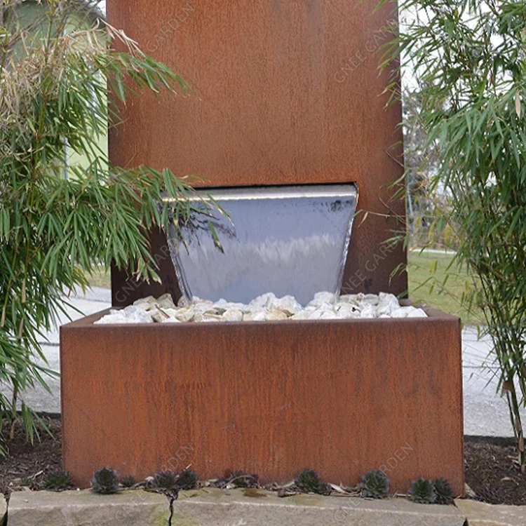 Outdoor Garden Corten Steel Water Fountain Backyard Water Feature ...