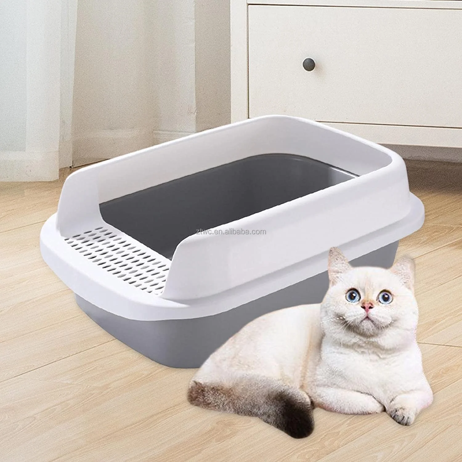 Semi Closed Cat Litter Basin Splash Proof Oval High Side Pet Litter ...