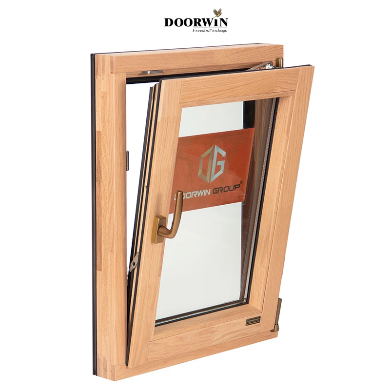 Doorwin Wholesale Latest Design Aluminum Wood Two Way Open Tilt Turn Double Glazed Casement Window