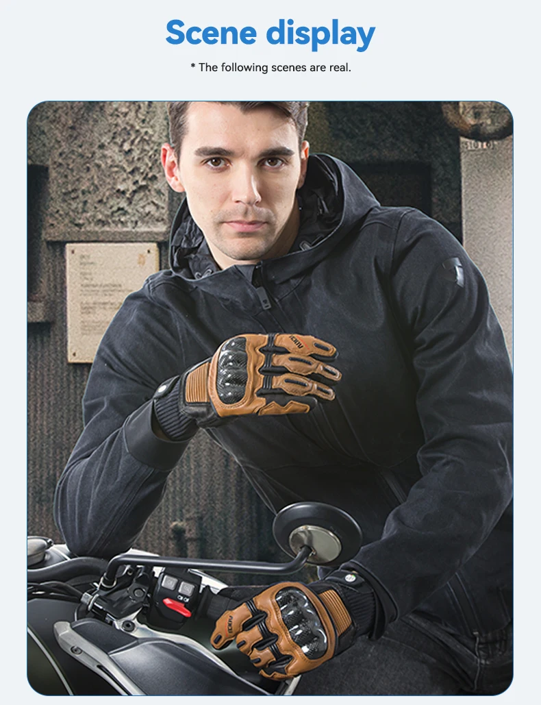 Unisex Riding Gloves Motorcycles Leather Hand Safety Touch Screen Full Finger Hand Gloves For Cycling details