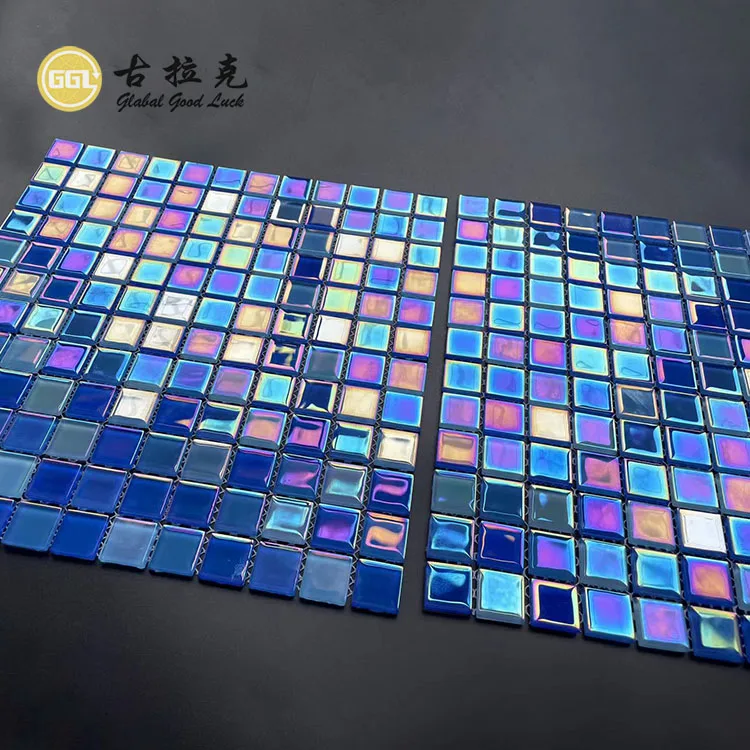 Square Glass Mosaic Tiles Blue Color Swimming Pool Tiles in 300*300 mm