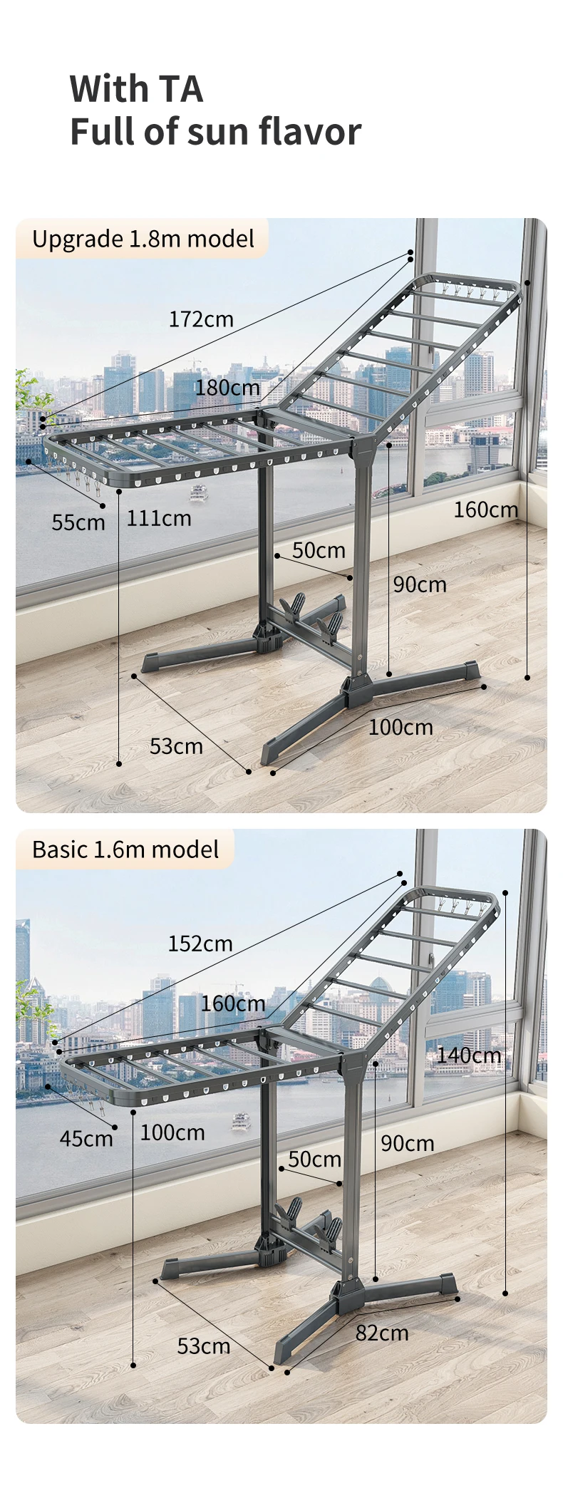 High Level Quality Aluminum Alloy Heavy Duty Standing Foldable Clothes