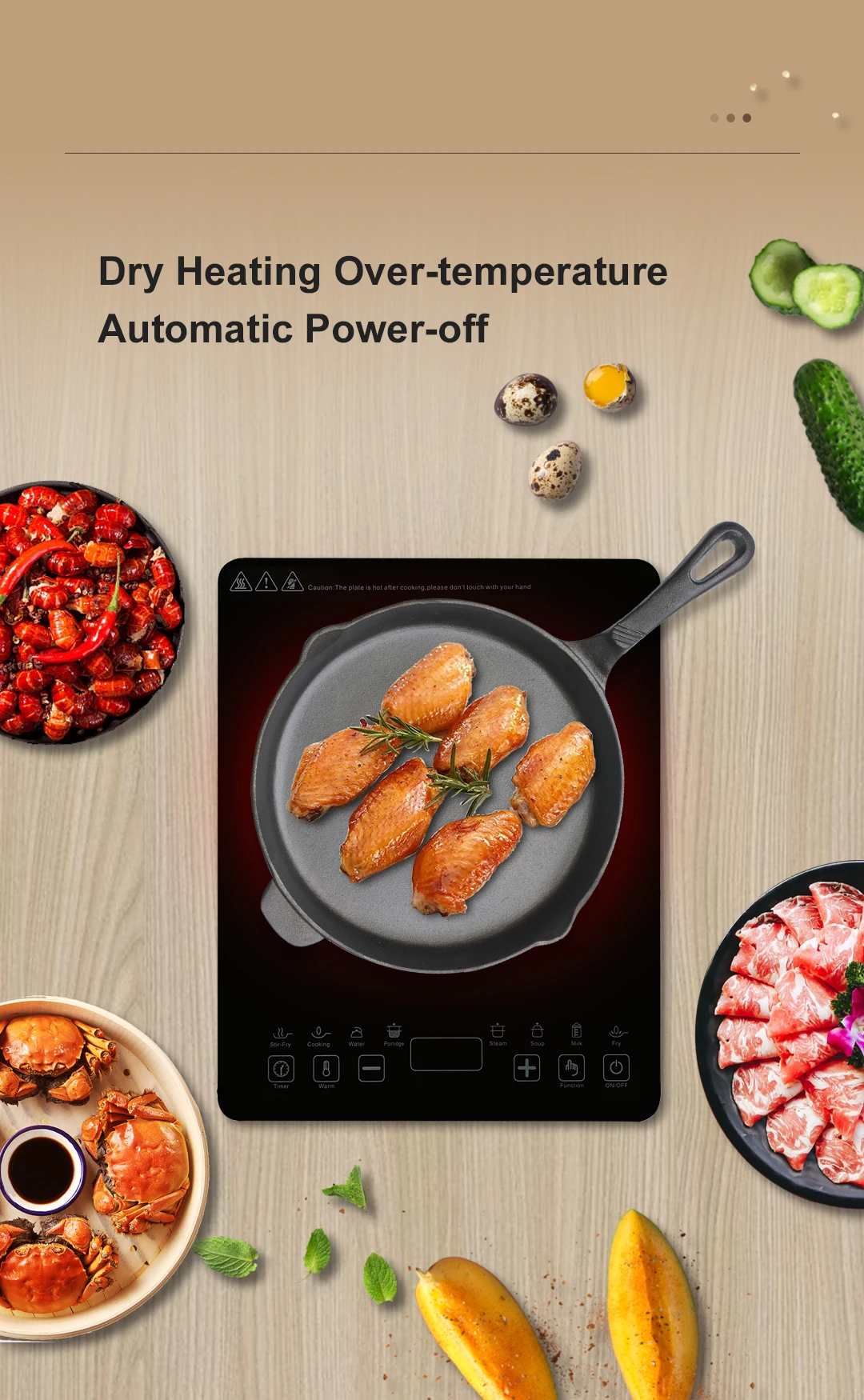 Portable Single Induction Hob Cooktop Hot Pot Touchpad Control