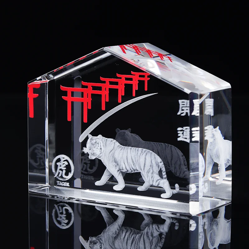 Factory Popular Custom 12 Zodiac 3D Animals Engraving New Design Crystal Block Small Glass Crystal Souvenir Gifts Decor supplier