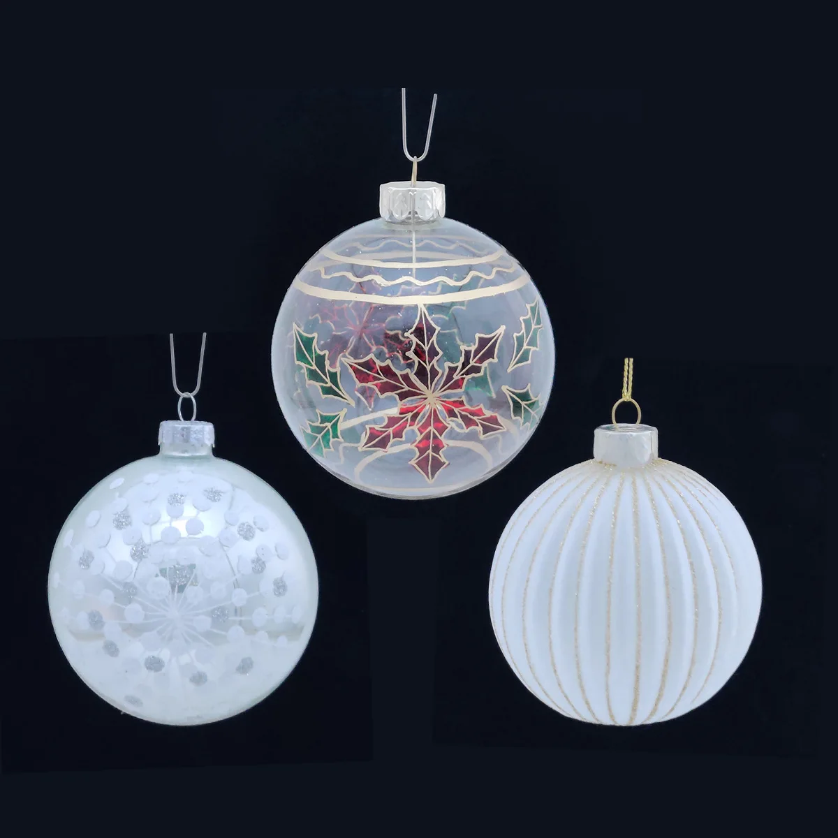 Custom personalised clear cut glass handmade hanging Christmas tree  ball ornament pendant set manufacture