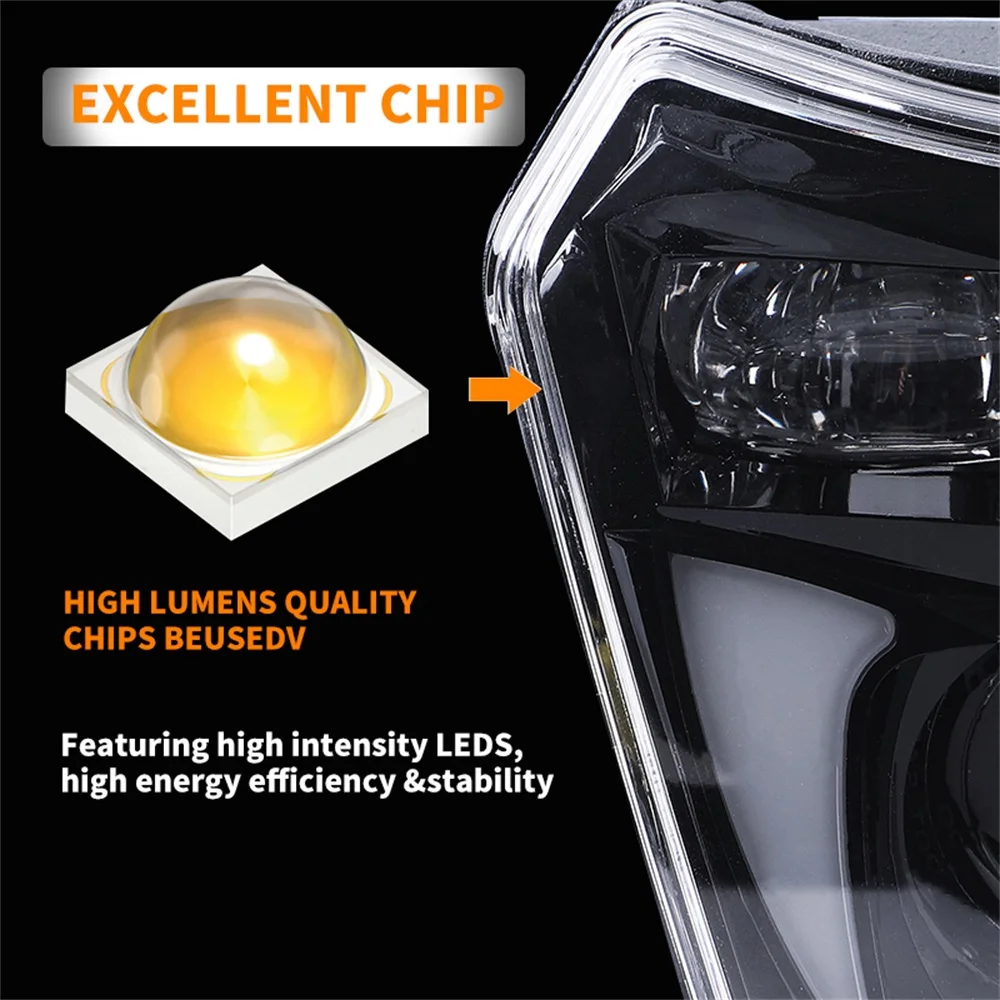 High Power High Lumen 65W 6600Lm Headlight Waterproof for Ktm Xc Sx Sxf Exc Dirt Bike Best Motorcycle Led Headlamps