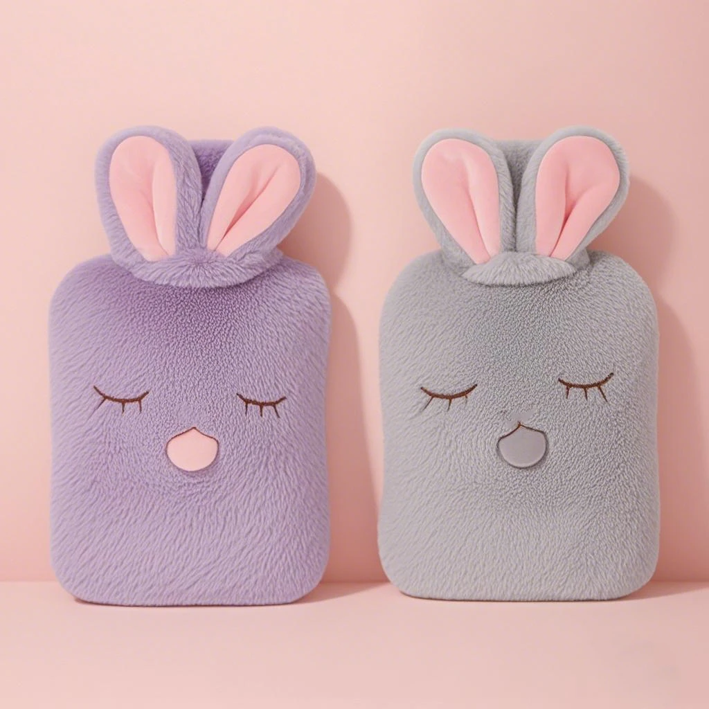 product-750-750 Cute Small Size 250ml 500ml 750ml Reusable Rubber Hot-water Bottle Animal Hot Water Bag Plush Cover