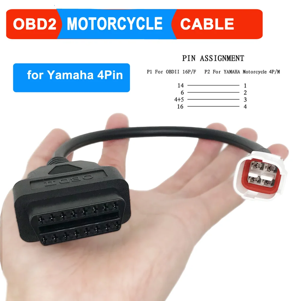 OBD2 4pin Diagnostic Scanner Cable Plug Adaptor For Honda Motorbike Motorcycle 