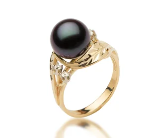 Customize 925 Sterling Silver Hawaiian Heritage Natural South Sea Black Tahiti Pearl Ring for Lady