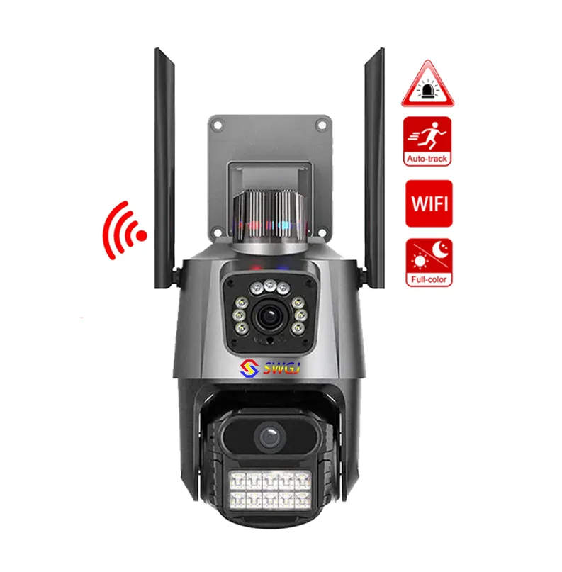 Memory Card Night Vision 9MP 8X Zoom ICSee Wireless WiFi CCTV Outdoor  Security PTZ IP Network Dual Lens Camera