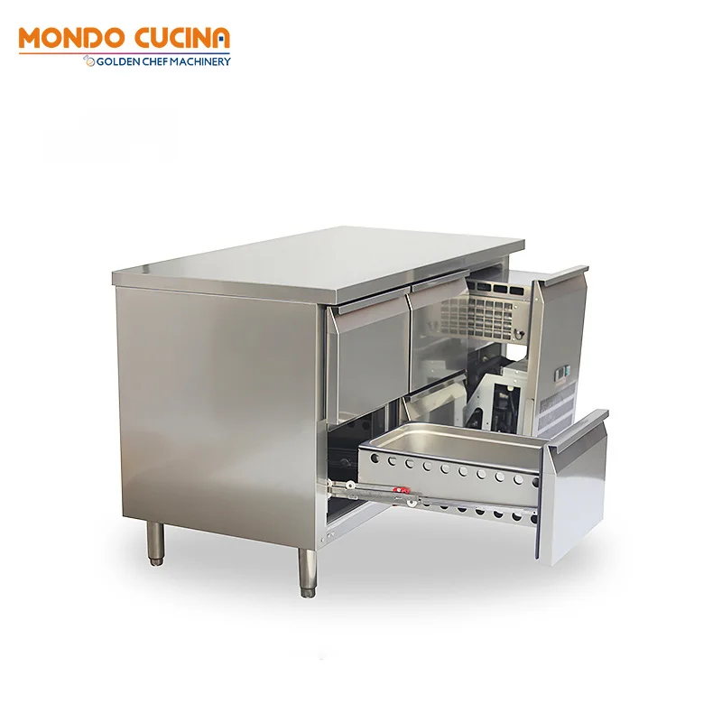 2 3 4 Doors Refrigerated Display Counters for GN1/1 Worktable Chiller Freezer Stainless Steel Other Refrigerator Bench Equipment