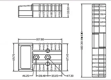 Conector de toma de corriente de Anderson de alta corriente 50A 600V SB50A Conector de enchufe de Anderson 3