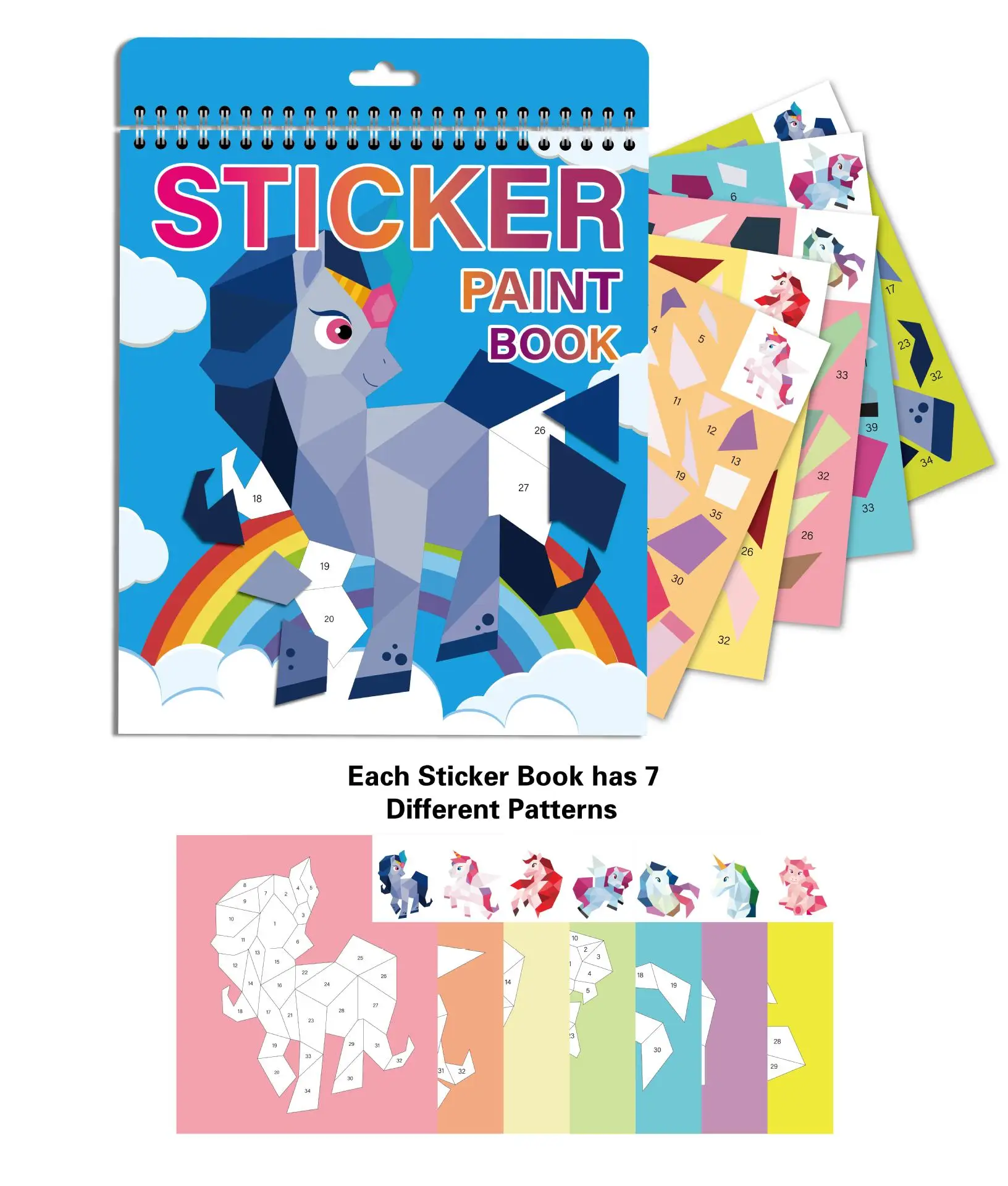 product custom digital printing childrens diy paint gift travel toy mosaic collage cartoon hardcover focus coil sticker book by number-5