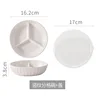 16cm*4cm White Striped Three-Compartment Plate Lid