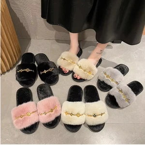2026 Trendy Winter/Spring Women's Plush Suede Upper Outdoor for Slippers with Thick Rubber Outsole Slides Slippers