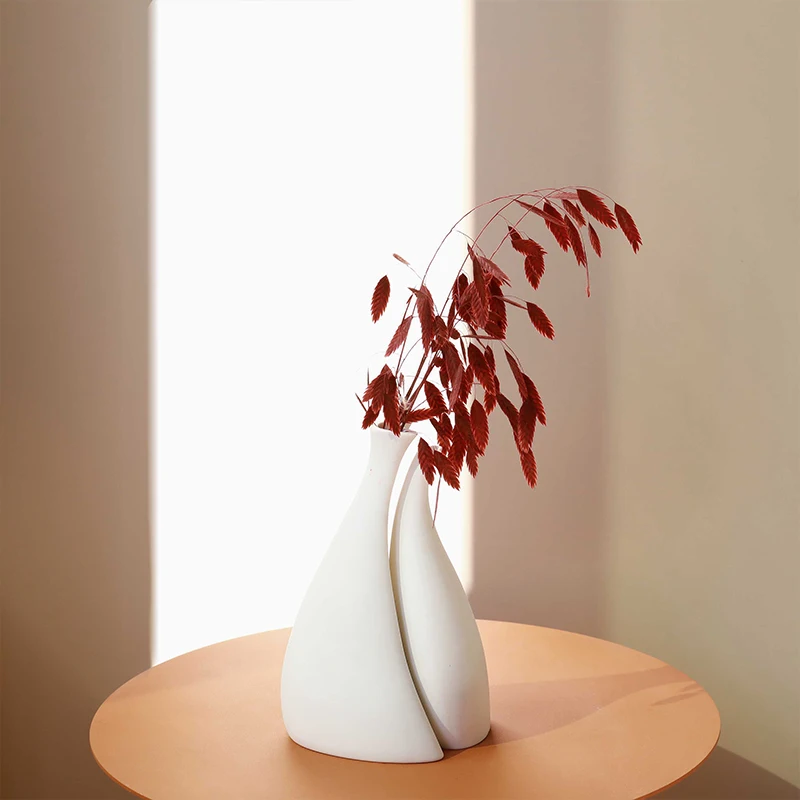 Vaso Decorativo In Ceramica A Ciambella, Stile Nordic Minimalista, Colore Beige Opaco, Ideale Per Fiori Secchi Ed Erba Della Pampa, Piccole Dimensioni