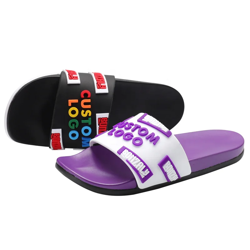 Henghao Custom Slippers Emboss Sport Slippers Outdoors Custom Brand Name Sports Out Slippers Soles Double Soft Sole for Fast