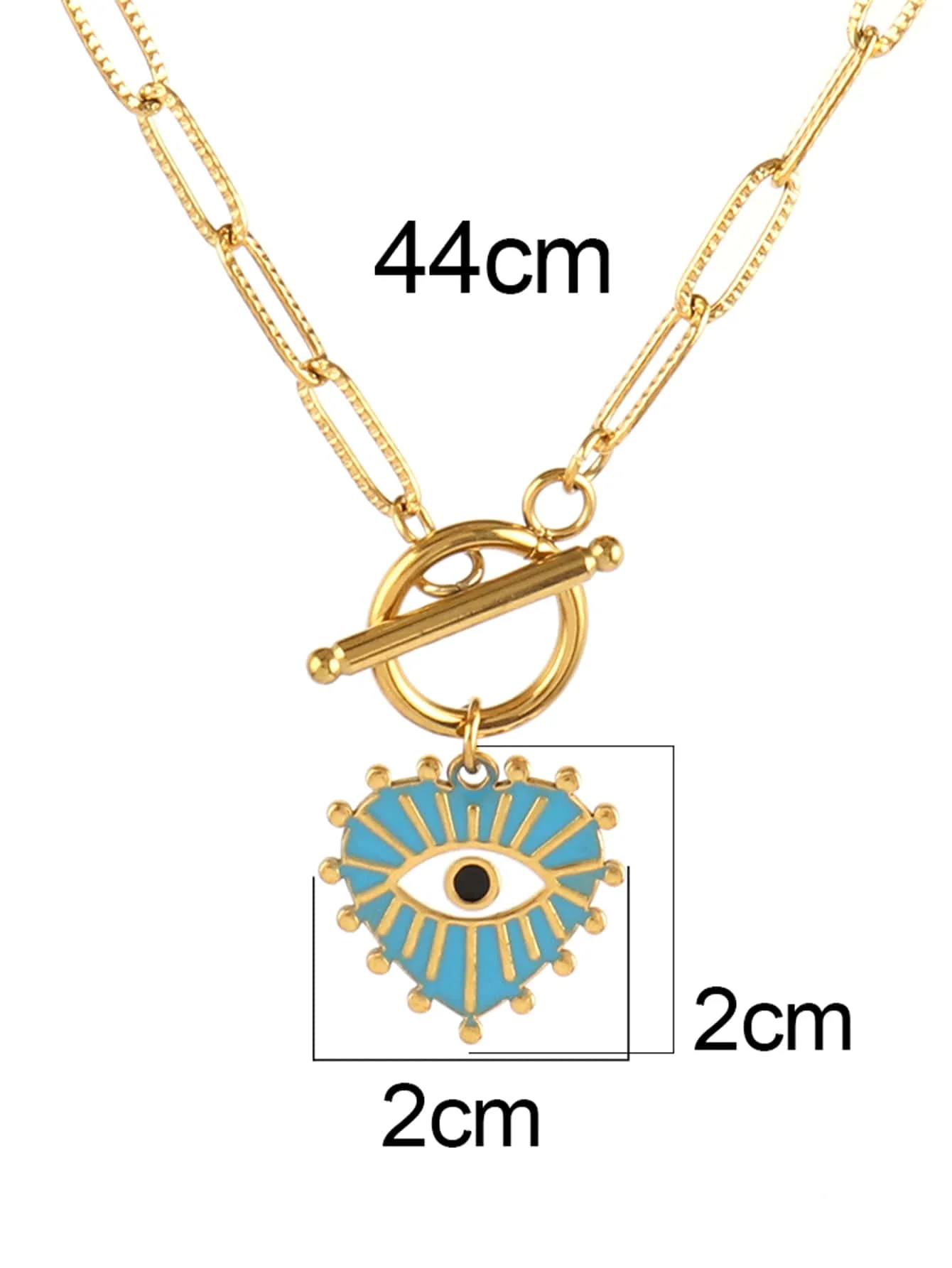 product gold necklace for women boho colorful enamel eye shape pendant necklaces female jewelry-2