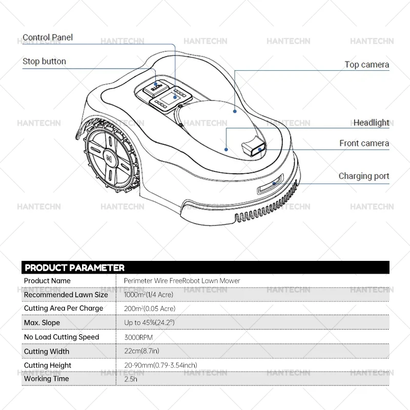 2024 Newest Mini Smart Robotic Lawnmower Automatic Remote Water Proof Garden Lawn Battery Trimmer Robot Lawn Mower for Sale