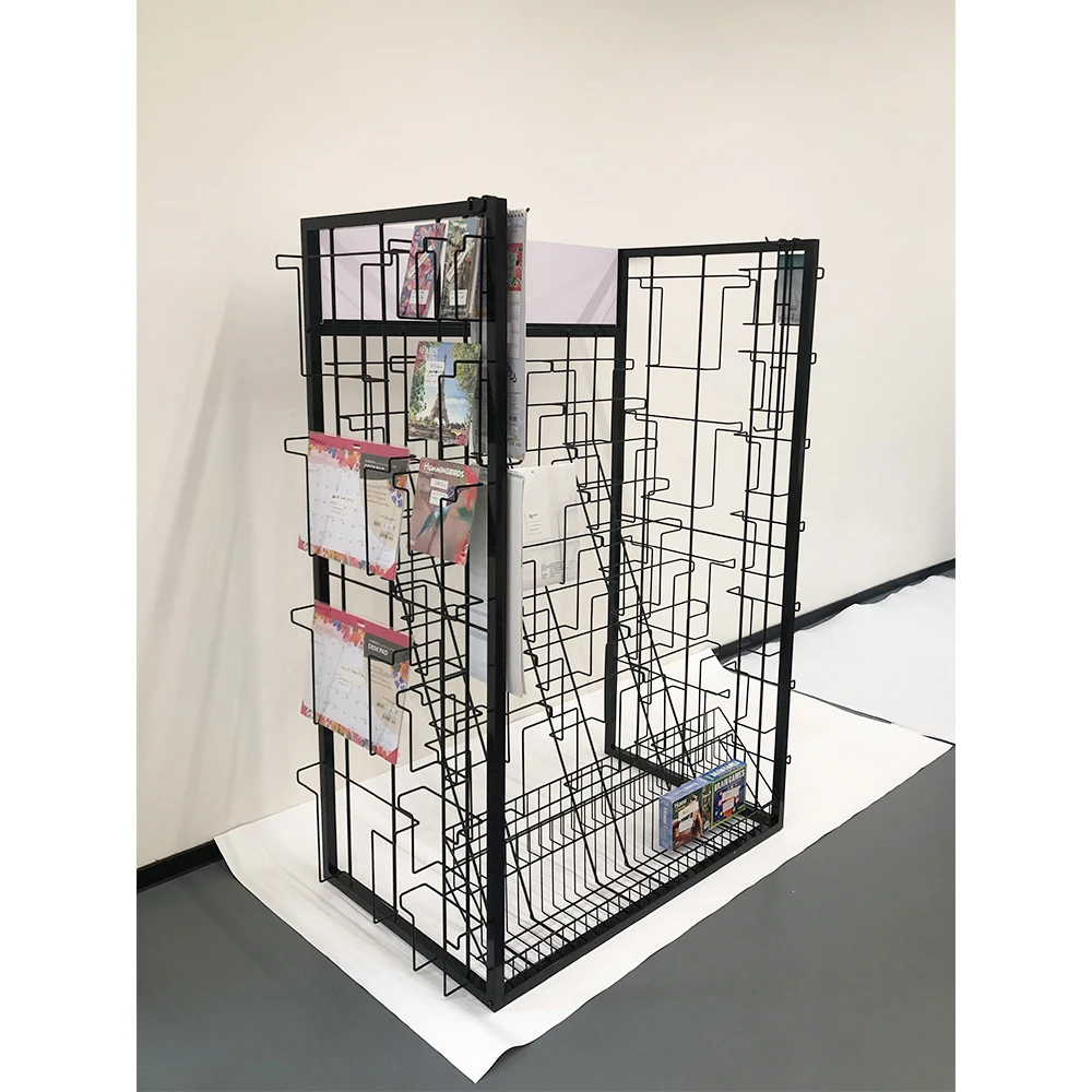 Postcard Display Stand Rack Wire Pocket Display Racks Floor Standing Metal CD Dvd Calendar Magazine Display Rack Stand