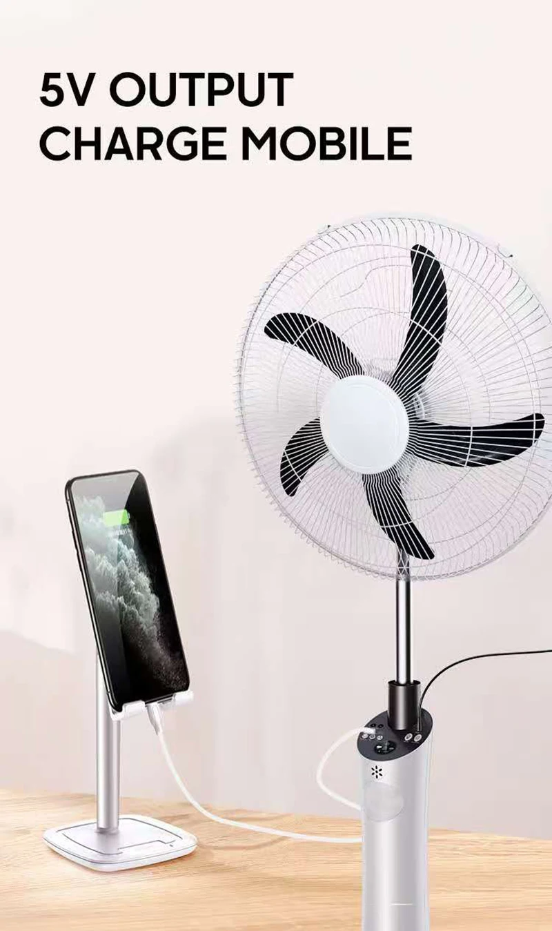 Electric Solar Standing Fan, Plastic, USB - detail 18
