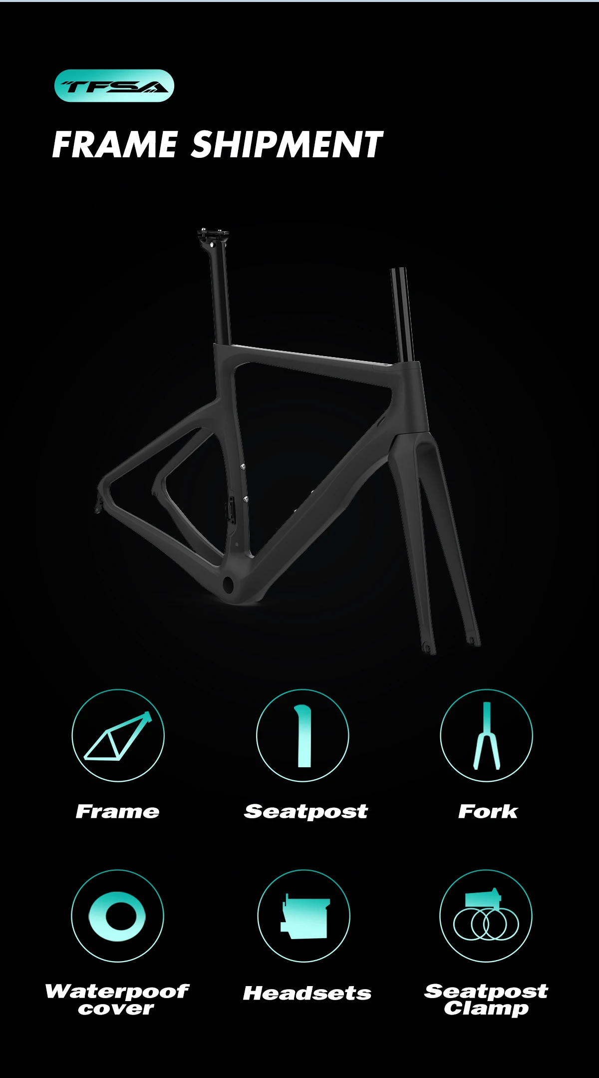 2023 High Performance Tfsa Factory Aerodynamic Design Road Bike Frame