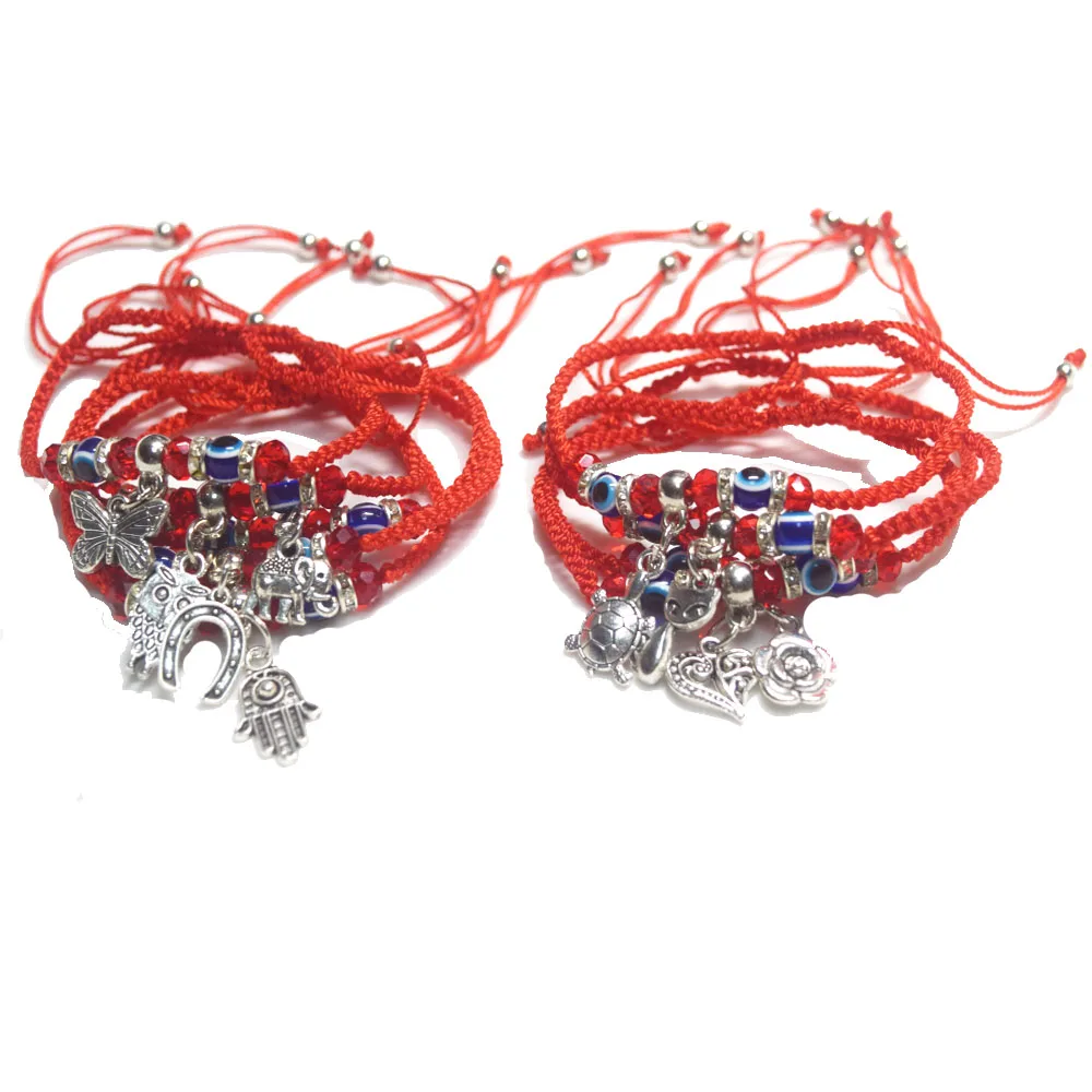 Custom Chinese Knot Simple Red Thread String Bracelet Hamsa Hand Devil Eye Lucky Charm
