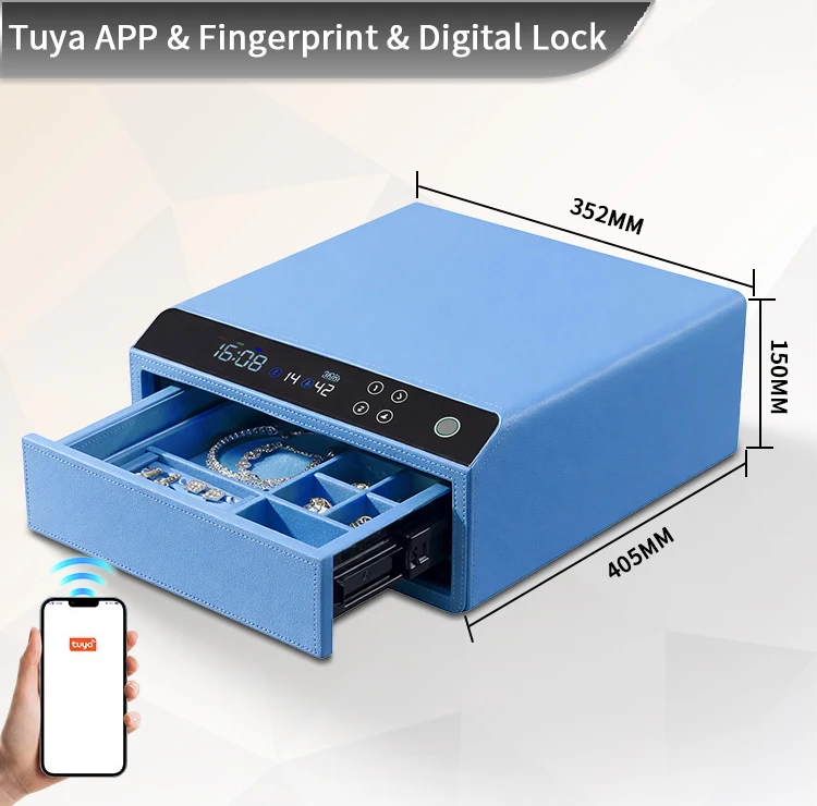 DR-1271-FT CEQSAFE Smart High Security Safe Jewelry Money Leather Bluetooth Drawer Safe Box Home Watch Winder Cash Box