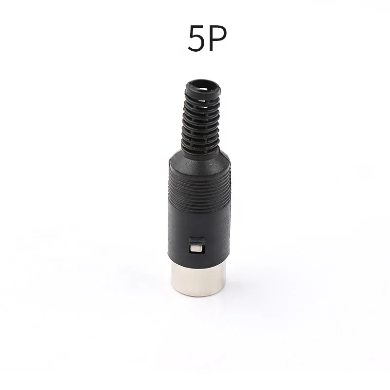 5 Connettori Maschio DIN A 5 Pin Con Manico In Plastica Nera - Per Audio E Video, Microfono E Altoparlanti