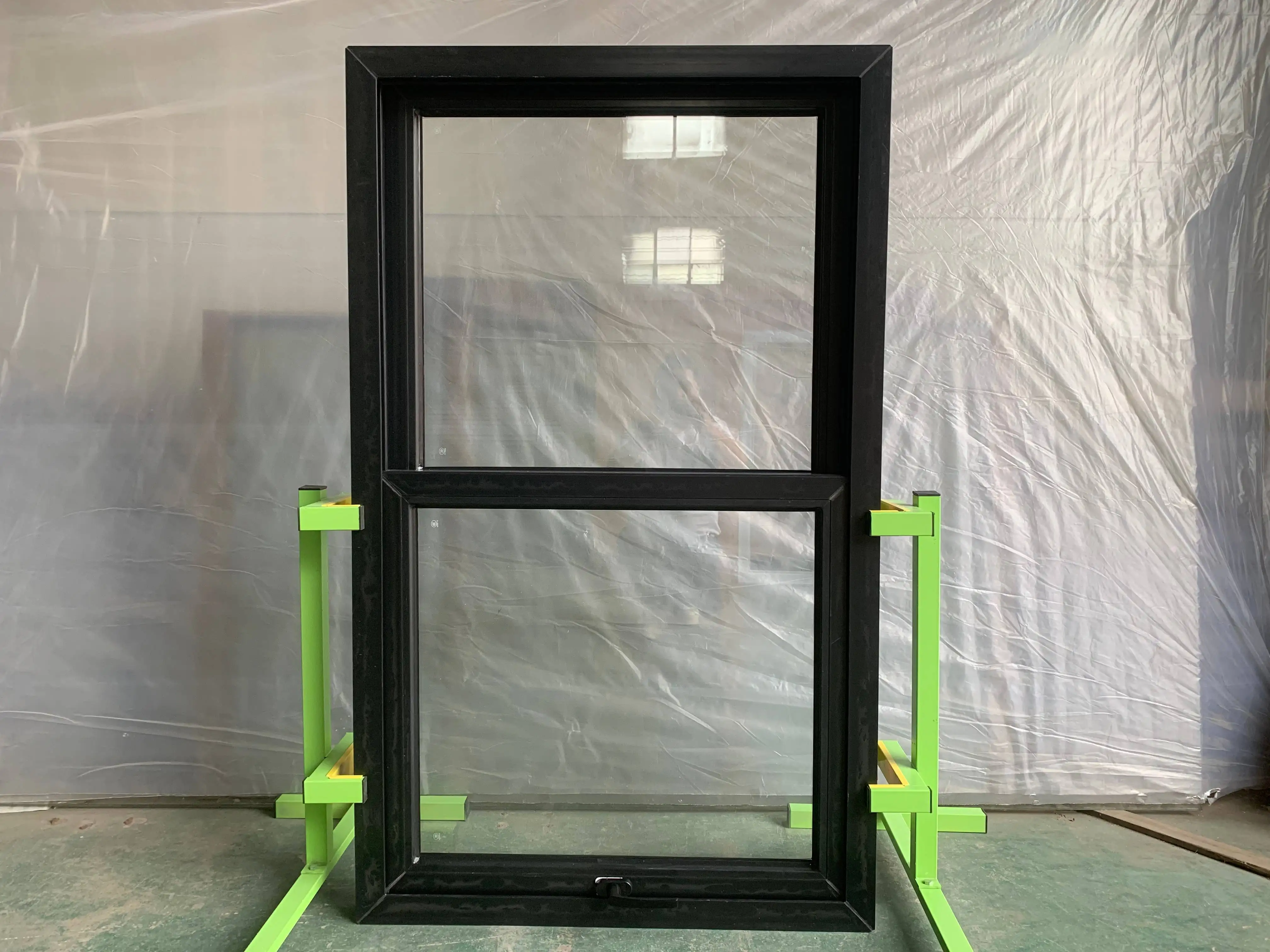 Pvc window and doors  Vertical Sliding Thermal-Break UPVC Black Windows Single Or single Hung Window With Grill Design manufacture