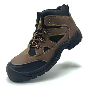 Hiking Shoes Men Lightweight Women's Anti-Smash Anti-Puncture Mid-Top Autumn Breathable Wear-Resistant Genuine Leather
