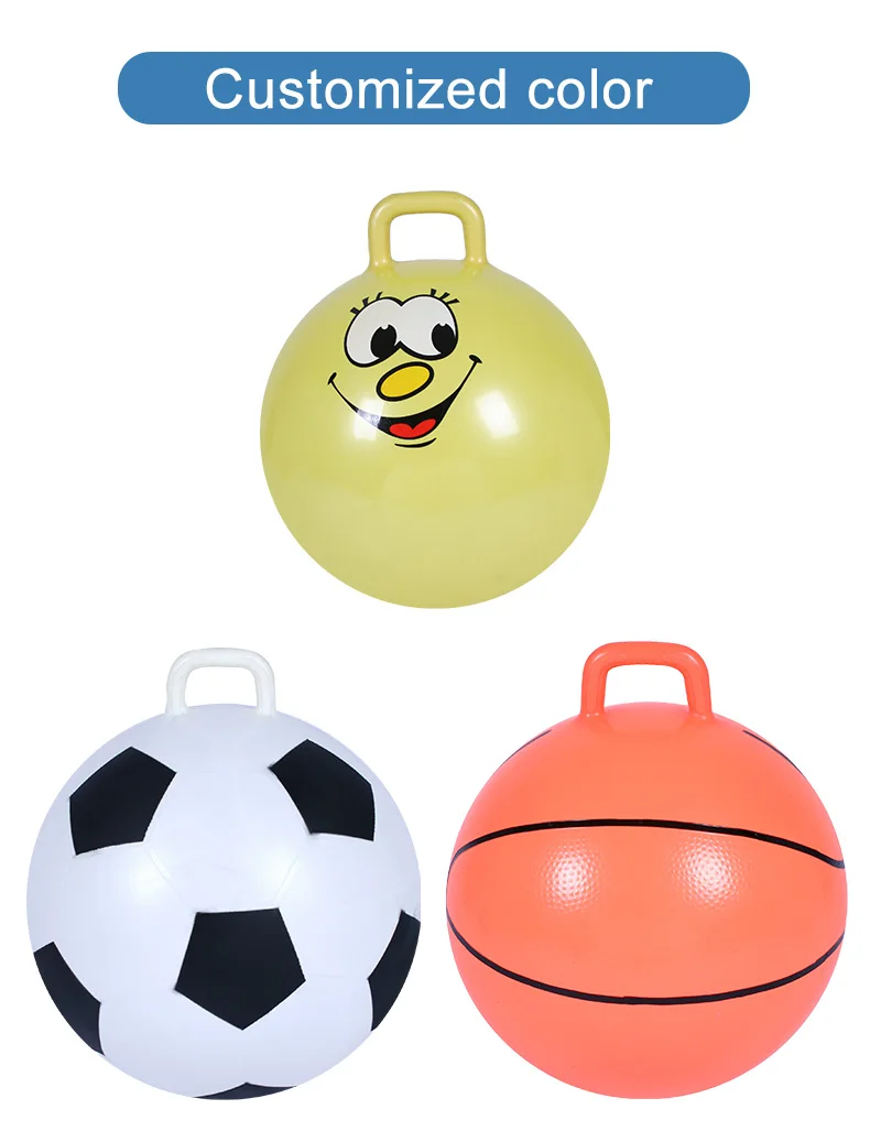 22 Inch Rainbow Color Hopper Ball with One Handle for Kids