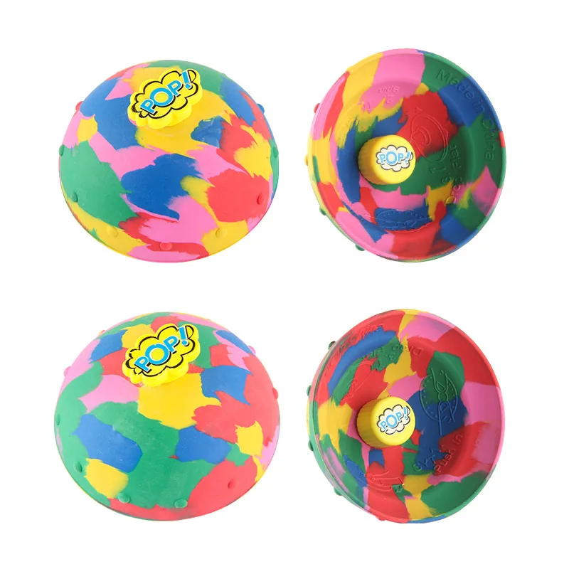 Hop Pops Toys Rubber Colourful Camouflage Bounce Bowl Spinning Top