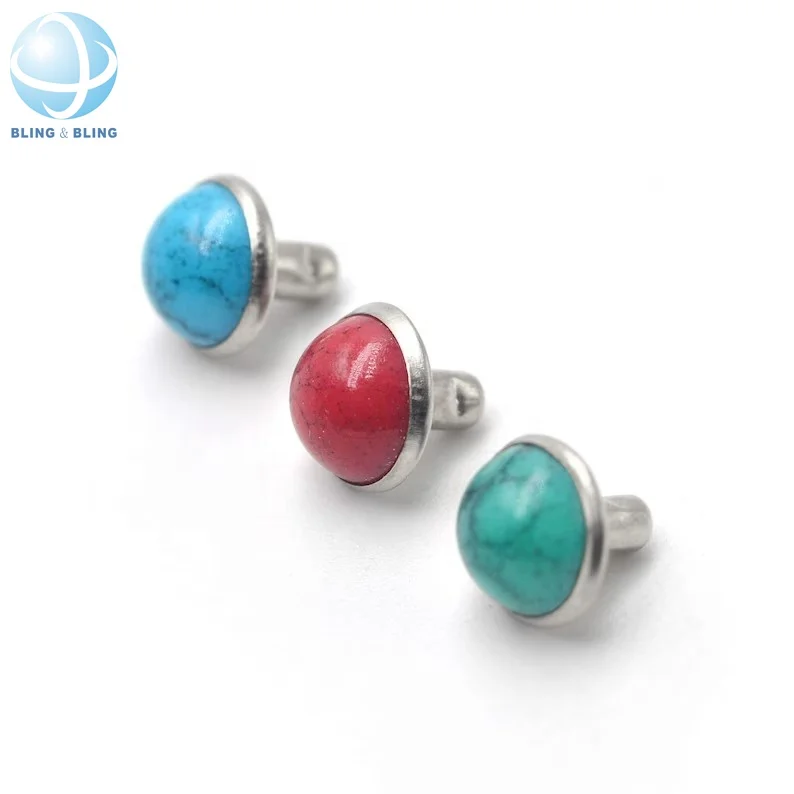 Заводские оптовые пользовательские круглые заклепки бирюзовый камень для кожаной одежды DIY