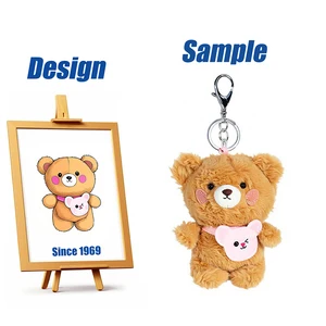 Shengye Animal Plushie Manufacturer Plush Toy Key Chain Custom Design Cute Embroidery Cartoon Teddy Bear Plush Keychain Toys