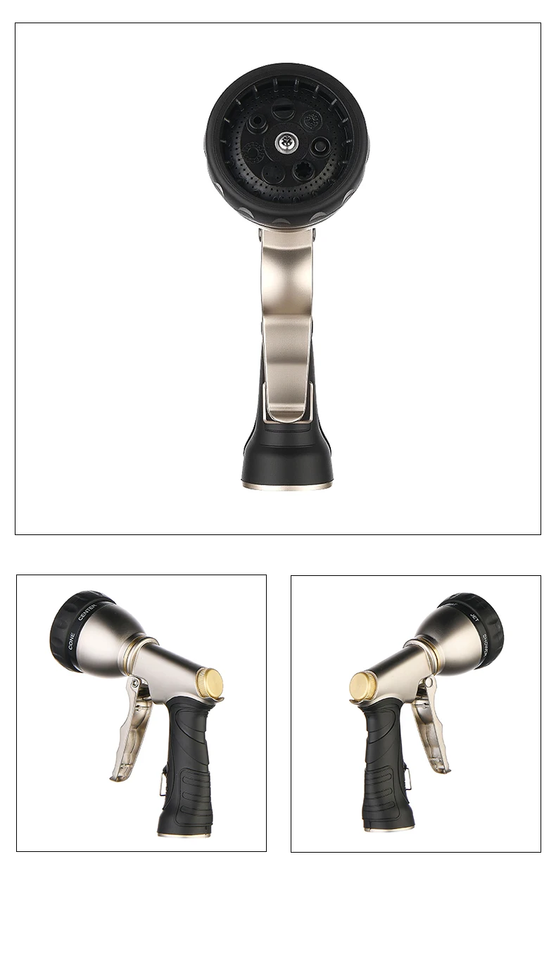 7 Modes Adjustable Metal Water Spray Gun, Heavy Duty High Pressure Hose Nozzle With Rubber Grip For Outdoor Garden Use
_maomaolike.com