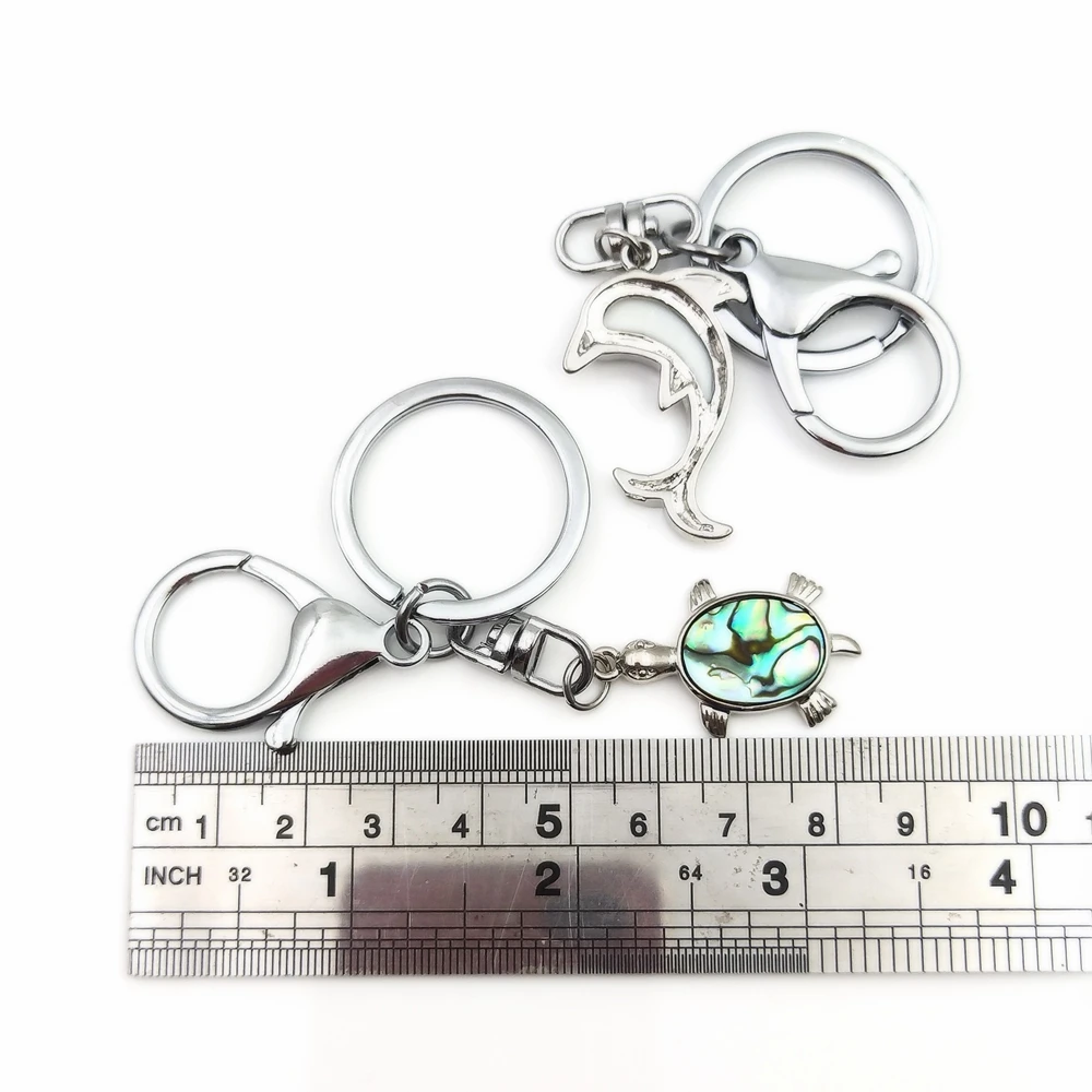 Cheap Custom Made Animal Colorful Shell Metal Jewelry Alloy Horse Lizard Turtle Dolphin Keychain Key Ring Holder Chain for Gift