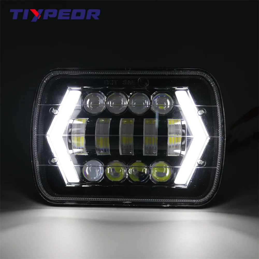 product tiypeor motorcycle car headlight 7inchled drl brightest for toyota pickup truck hi lo beam halo light car motorcycle accessories-2