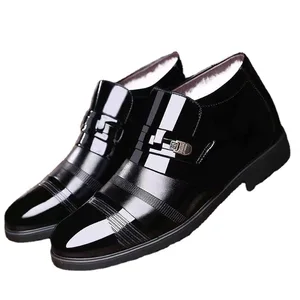 Men's New Winter High-top Comfortable Business Shoes Formal PU Insole Closed Toe Plus Velvet Wedding Shoes