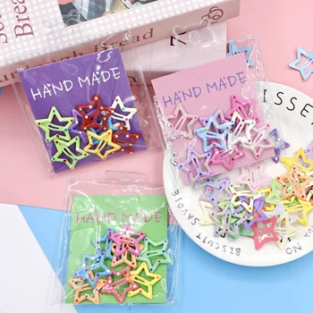 Cute Bear Head Shaped Bag Package 3.2cm Star Shaped Dotted Metal BB Clip Candy Colored Dripping Hair Clips Hair Accessories